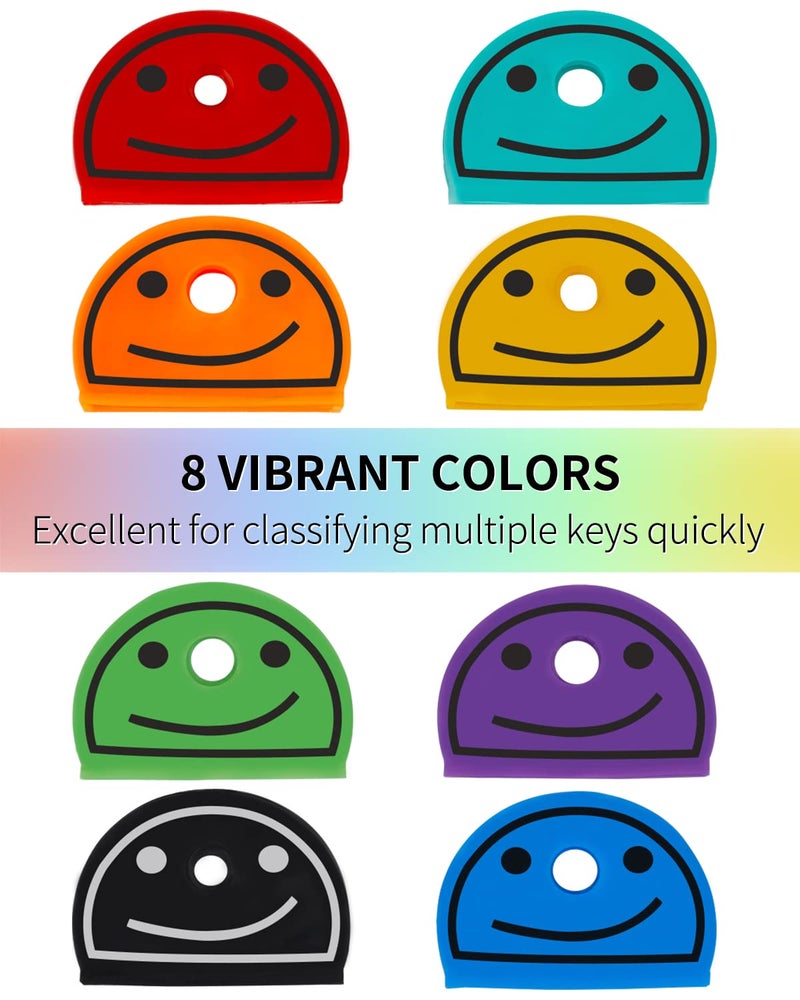 Uniclife 24 Pcs 1 Inch Smiley Face Key Cap Covers, Identifiers & Organizers, Painted Vinyl, 8 Colors - Image 4